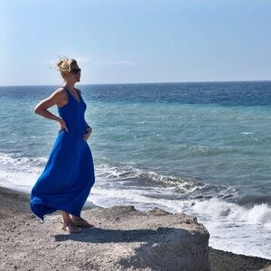 Long blue maxi - perfect for maternity wear (or not!)!